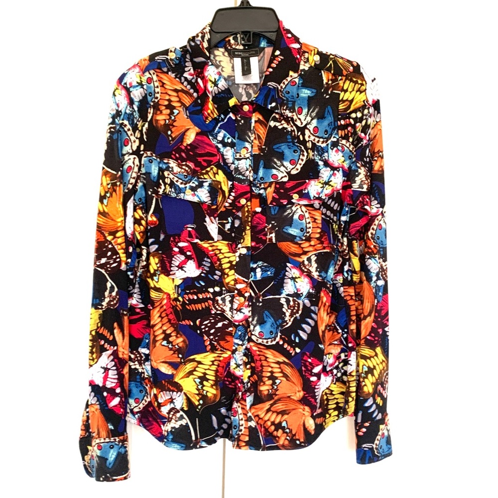 BCBG Max Azria Butterfly Button Up - Picture 2 of 15
